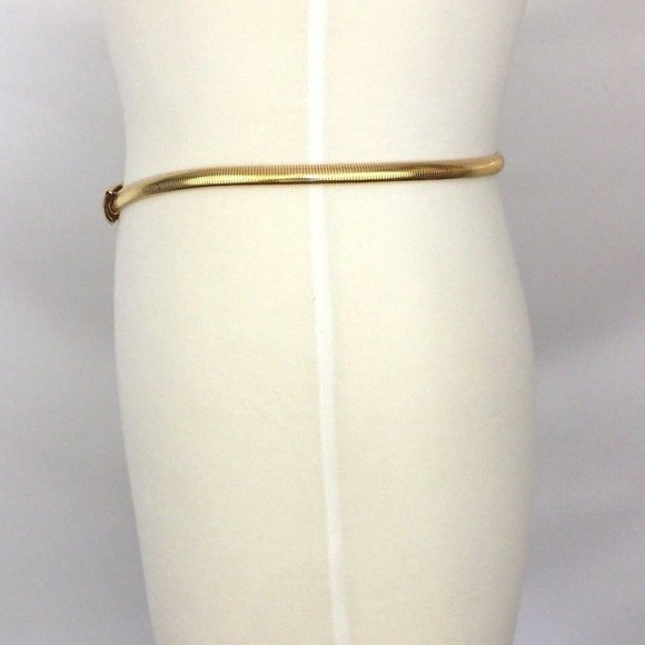 Vtg 70/80 Dotty Smith Skinny Gold Tone Metal Belt - Picture 4 of 8